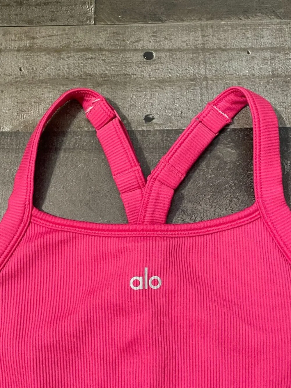 ALO Yoga Hot Pink Ribbed Sports Bra